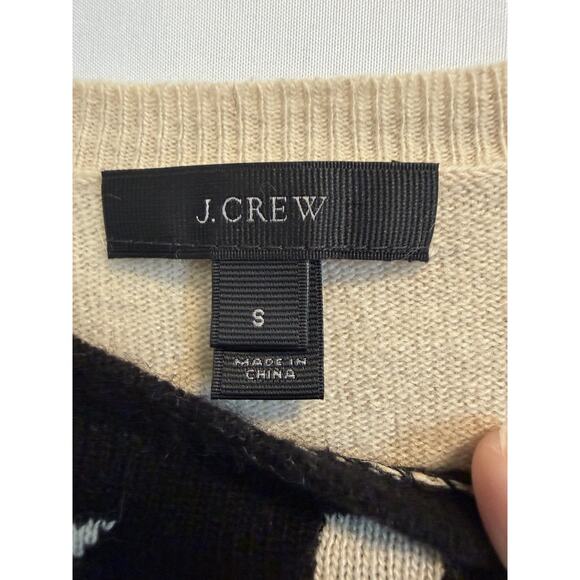 J. CREW | Wool Blend Rabbit Hair Knit Sweater Bow Cream Black Crewneck- Small - Picture 2 of 5